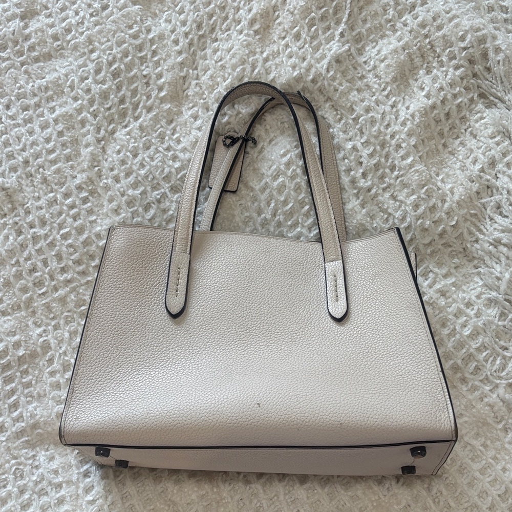 Gently used, clean Coach Charlie Carry All Cream Leather Tote - Picture 3 of 5